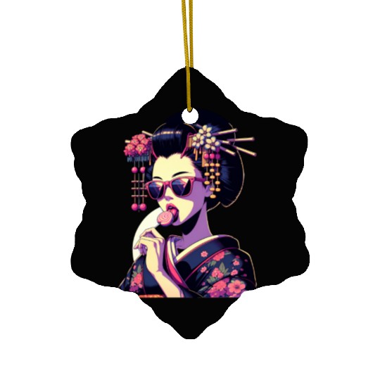 Japanese Geisha in Kimono, Geishas from Kyoto Ceramic Ornaments