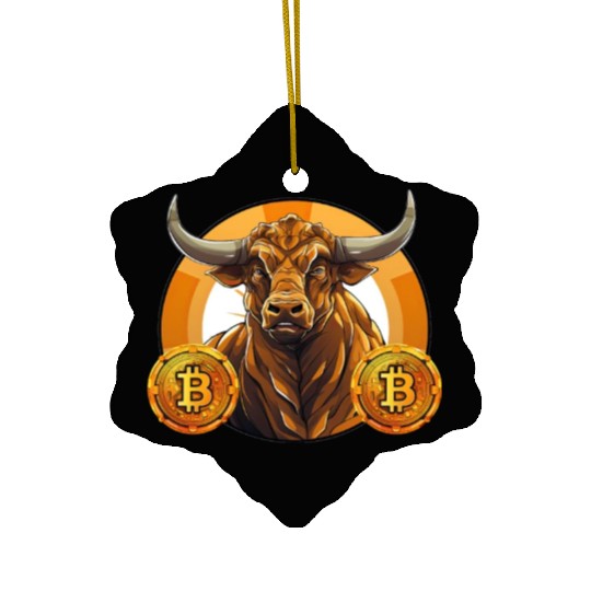Retro Crypto Currency Bull Bitcoin Blockchain Ceramic Ornaments