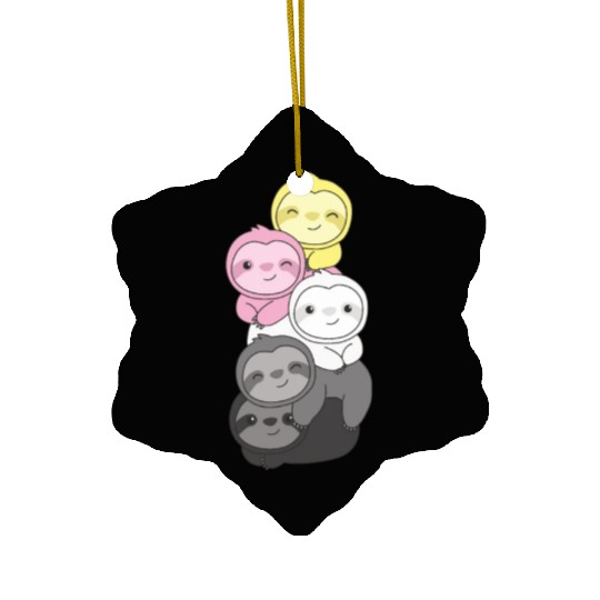 Queerplatonic Flag Pride Lgbtq Cute Sloth Ceramic Ornaments