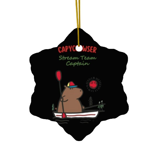 Captain Capy: Nautical Capybara Canoe Adventure Ceramic Ornaments