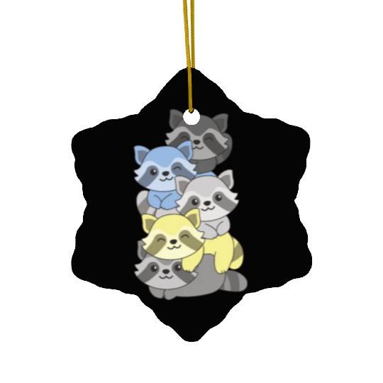 Periboy Flag Pride Lgbtq Cute Raccoon Pile Ceramic Ornaments