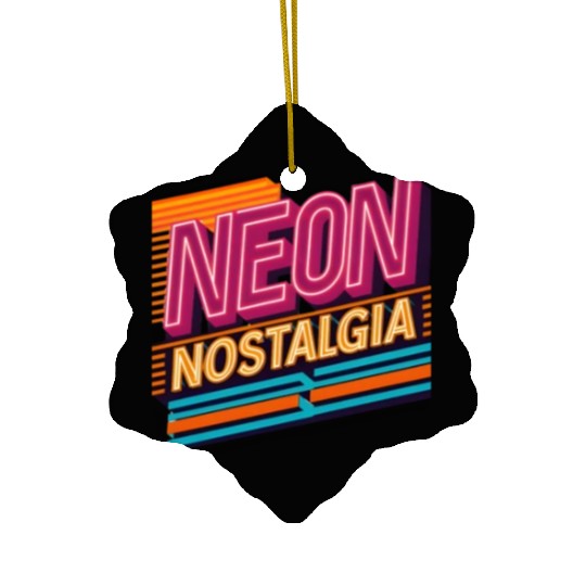 Neon Nostalgia: Pay homage to the retro neon aesth Ceramic Ornaments