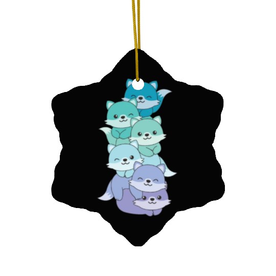 Neptunic Flag Pride Lgbtq Cute Fox Pile Ceramic Ornaments