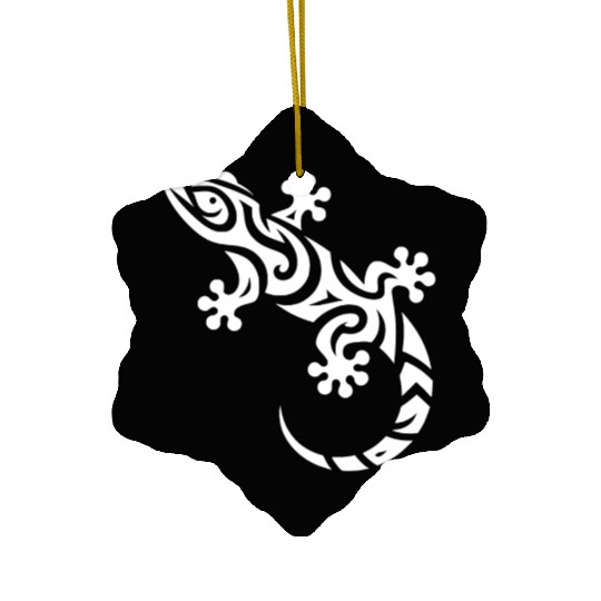 Cute Little Gecko In T Tattoo Style Ceramic Ornaments