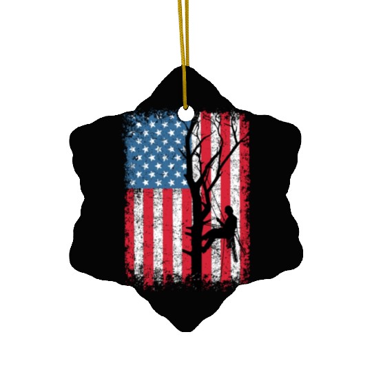 American Flag Arborist Gift For Men Cool Tree Love Ceramic Ornaments