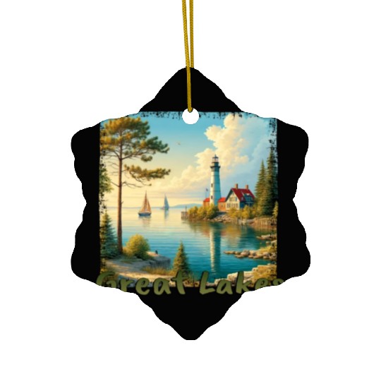 Great Lakes USA - Sailing and Motorboating Ceramic Ornaments