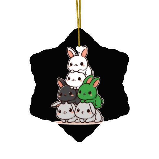 Bunnies Demiromantik Flag Pride Month Cute Bunny Ceramic Ornaments