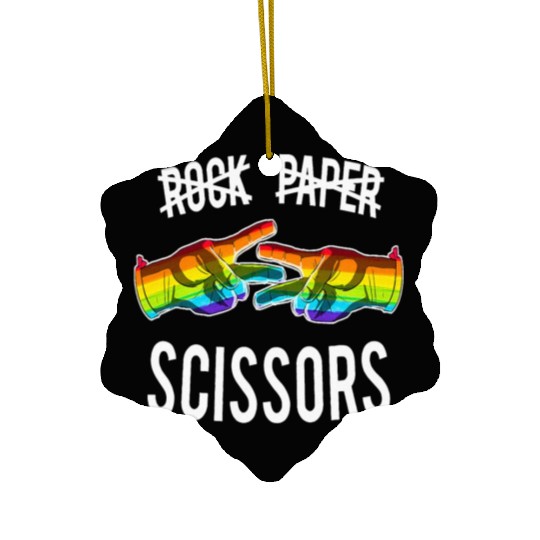Paper Scissors Lesbian Pride Rainbow LGBT Ceramic Ornaments