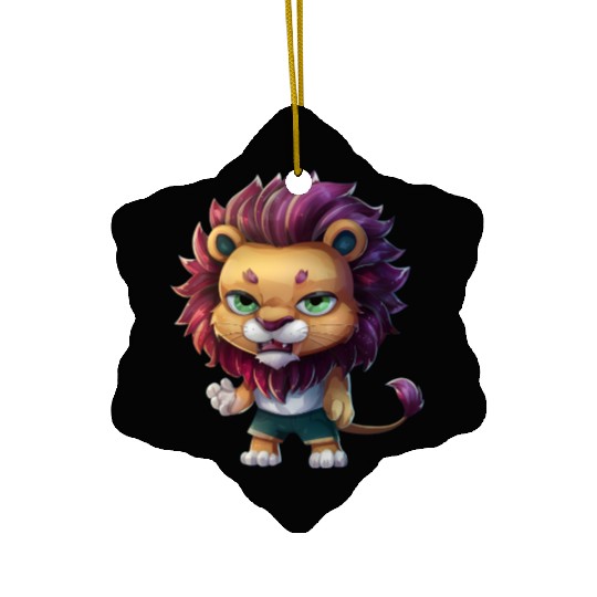 Cute And Majestic Chibi Lion Ceramic Ornaments