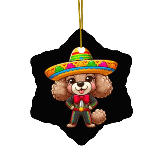 Poodle Celebrates Cinco de Mayo in Mexico Ceramic Ornaments