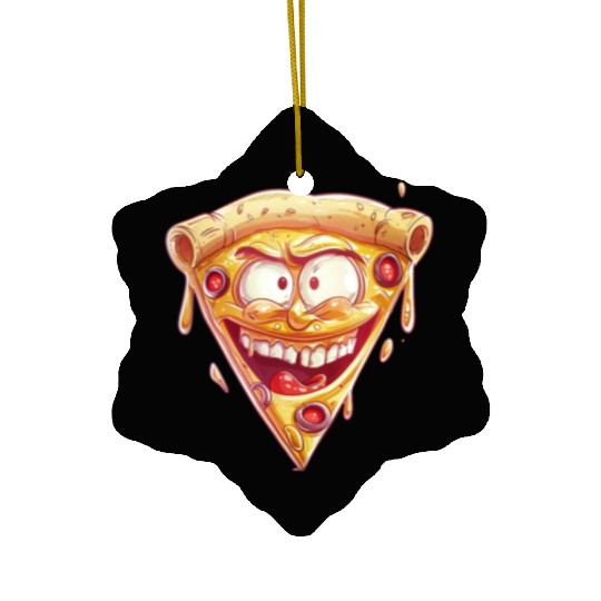 Cheesy Grinning Slice Captures Joy Ceramic Ornaments