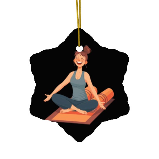 Joyful Yoga Moment Meditation Pose Ceramic Ornaments