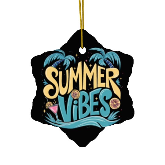 Summer Vibes Sun Vacation Palms Ceramic Ornaments