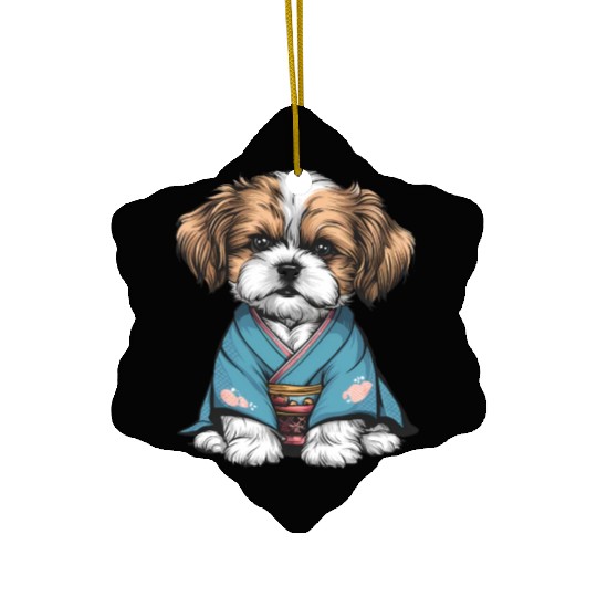 Shih Tzu In Kimono Ceramic Ornaments