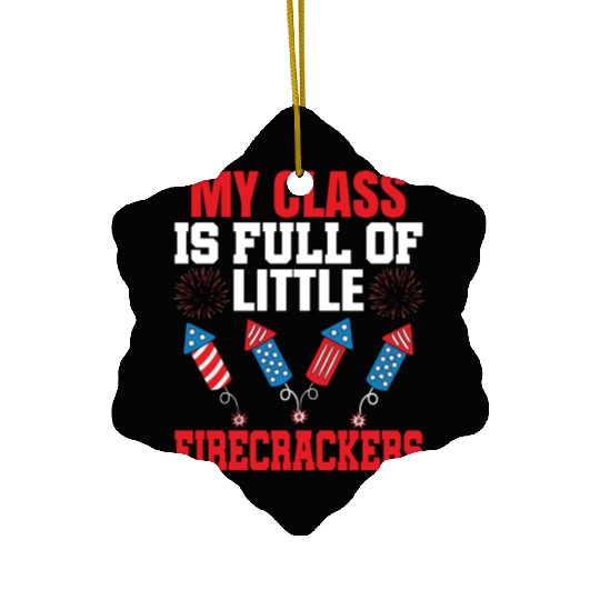 American Patriotic Teacher 4th of July Ceramic Ornaments