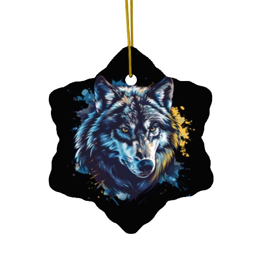 Alpha Wolf Paint Splash Ceramic Ornaments
