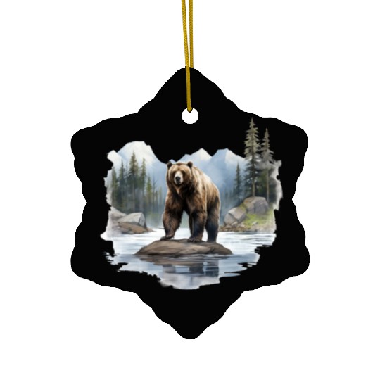 Grizzly Bear in the Wild Ceramic Ornaments