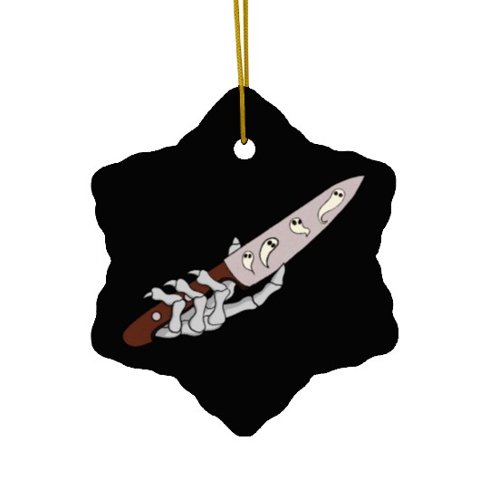 Skeleton Hand with Ghostly Dagger Theme Ceramic Ornaments