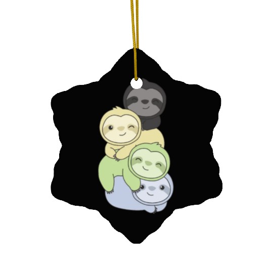 Cassgender Flag Pride Lgbtq Cute Sloth Ceramic Ornaments