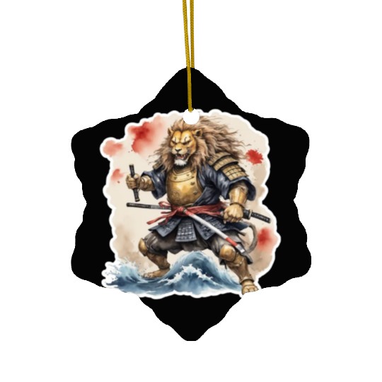 Lion samurai style Ceramic Ornaments