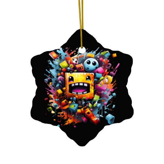 geometry dash Ceramic Ornaments