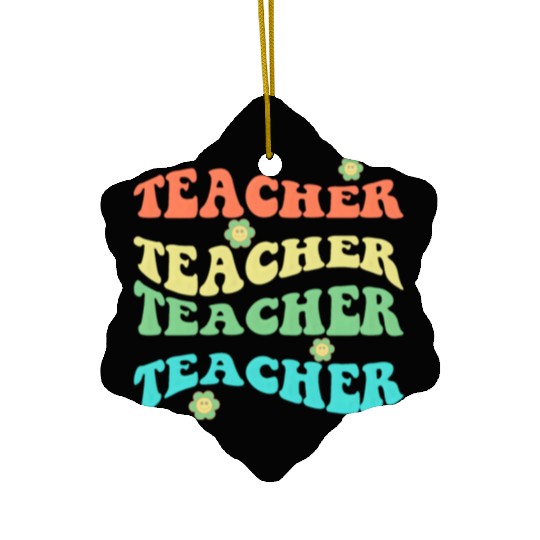 Retro Groovy In My Teacher Era Teacher Life T-Shir Ceramic Ornaments