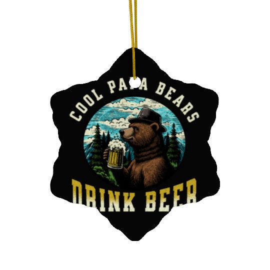 Cool Papa Bears Drink Beer Ceramic Ornaments