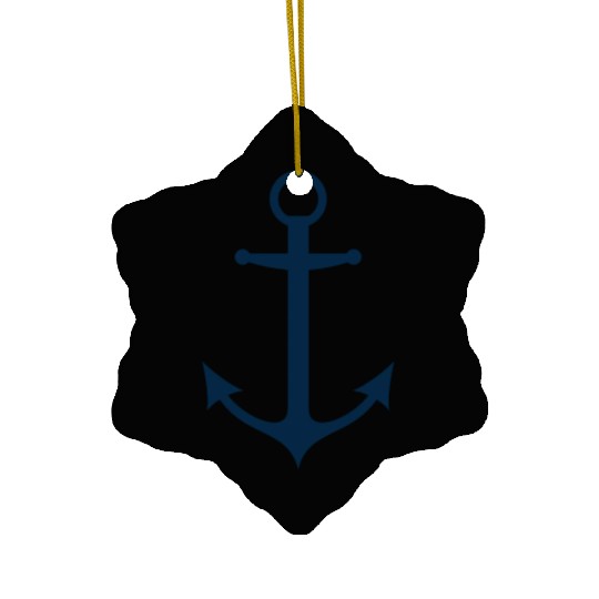 Navy Blue Sailing Boat Anchor Ceramic Ornaments