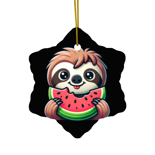 Sloth Summer Fruit Melon Ceramic Ornaments