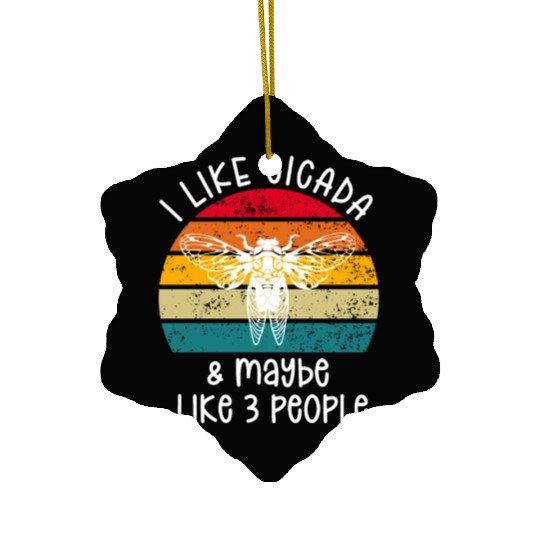 I Like Cicada & Maybe Like 3 People, Retro Sunset Ceramic Ornaments