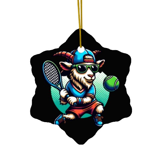 Goat Tennis Player Court Match Design Ceramic Ornaments