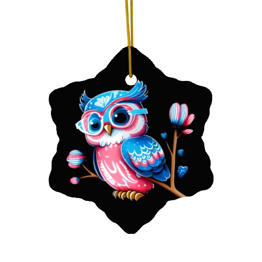 Red White and Blue Owl Ceramic Ornaments