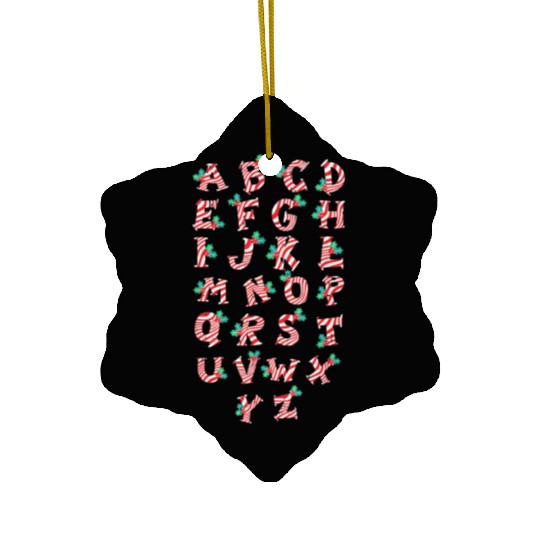 Christmas Alphabet Candy Cane Ceramic Ornaments