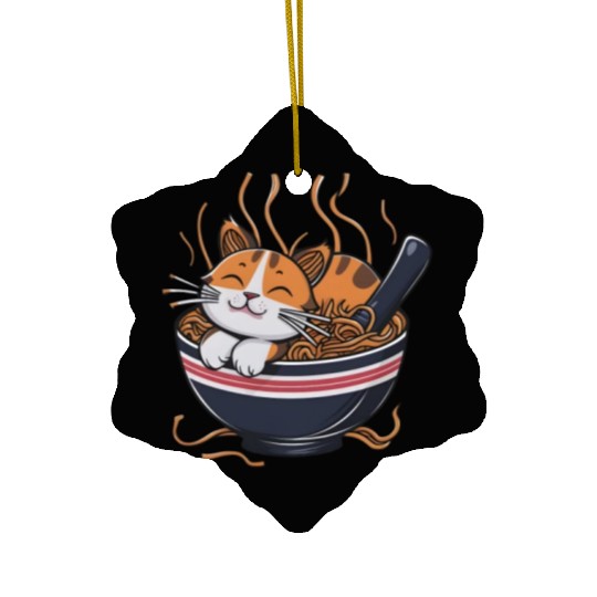 Kawaii Otaku cat Ramen Bowl Japanese Noodles Lover Ceramic Ornaments