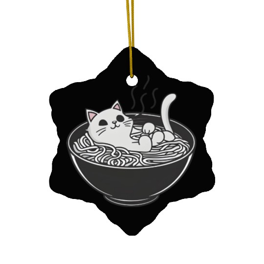 Ramen Cat Kawaii Anime Otaku Bowl Japanese Noodles Ceramic Ornaments