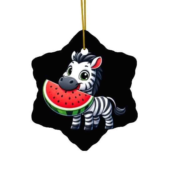 Zebra melon watermelon fruit fruity Ceramic Ornaments
