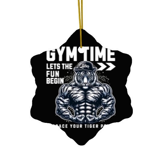 gym time tiger power Ceramic Ornaments
