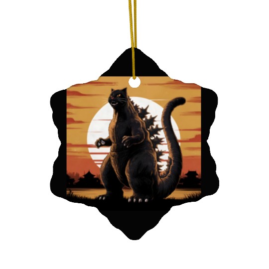 Catzilla Cat Japanese Art Funny Cat Gifts Ceramic Ornaments