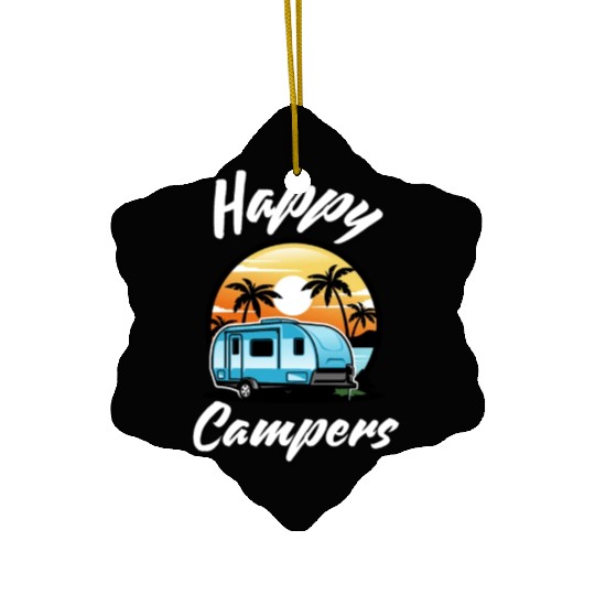 Funny Camping Hiking Lover Present Happy Camper Ceramic Ornaments