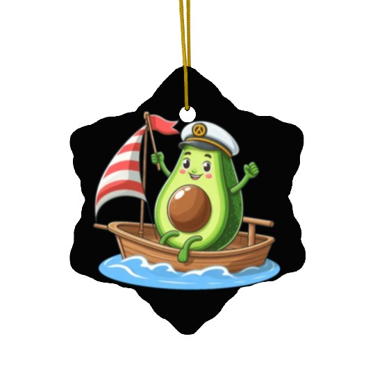 Cool sailing dinghy avocado summer motif Ceramic Ornaments