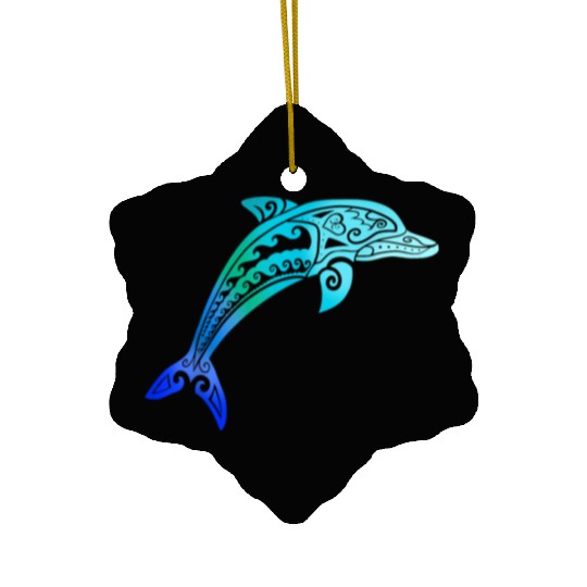 Jumping Dolphin Tribal Ceramic Ornaments