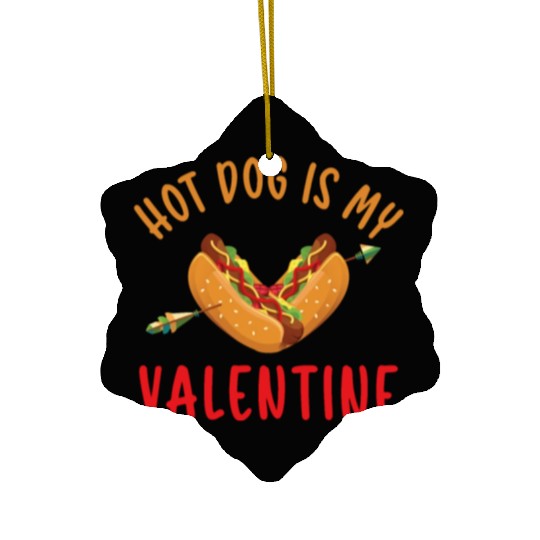 Hot Dog Adult Heart Valentines Day Ceramic Ornaments