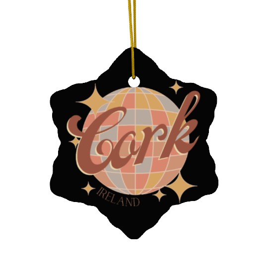 Cork City Ireland Retro Vintage Disco ball design Ceramic Ornaments
