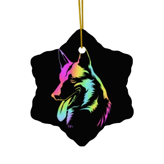 Colorful Pop Art Belgian Malinois Dog Face Ceramic Ornaments