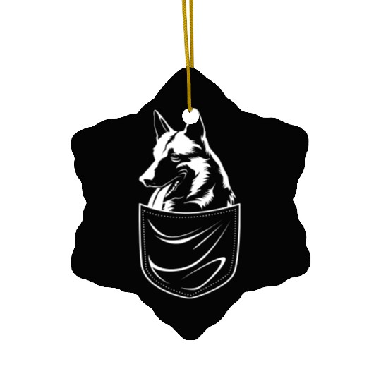 Cute Dog In Pocket Belgian Malinois Ceramic Ornaments