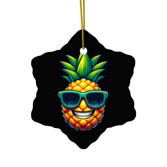 Cool Pineapple with Sunglasses Kawaii Ceramic Ornaments