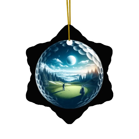 Twilight A Golf Dream Scape Surreal Golfing Course Ceramic Ornaments
