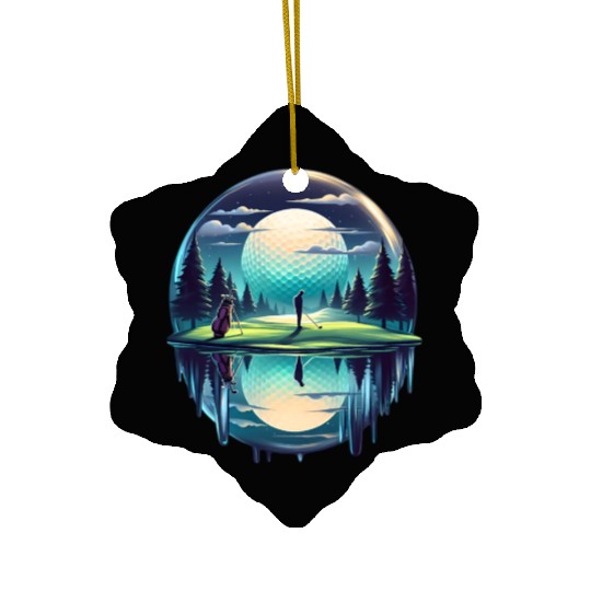 Night Golfer Escape Golfing Twilight Fairway Ceramic Ornaments
