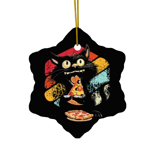 Kitty And Pepperoni Pizza Cat Lover Pet Owner Ceramic Ornaments