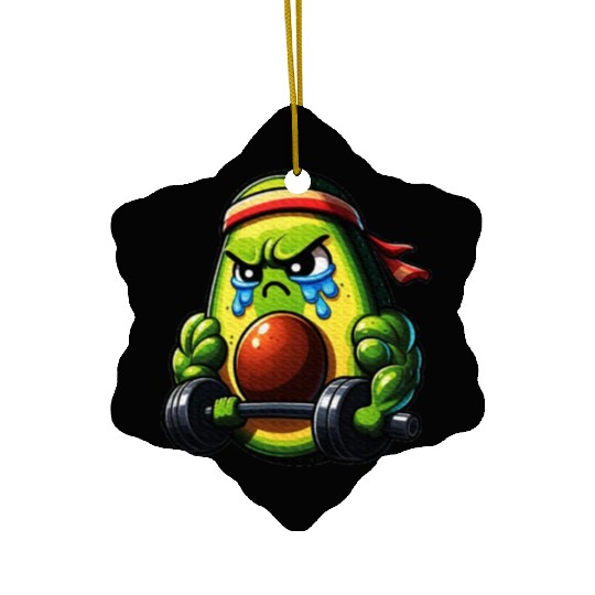 Weightlifing Fitness Workout Gym Avocado Ceramic Ornaments